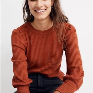 Madewell Brushed Ribbed Pleat-Sleeve Top